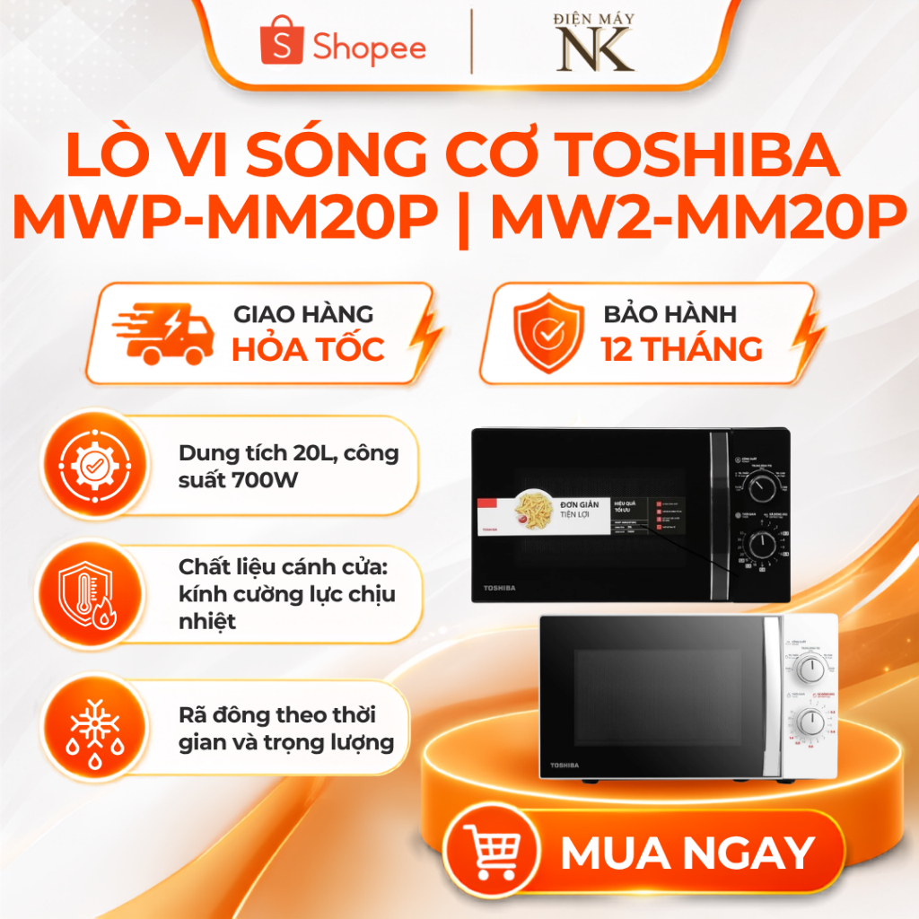 Lò vi sóng cơ Toshiba MWP-MM20P(WH) Trắng | Lò vi sóng Toshiba MWP-MM20P(BK) Đen | MW2-MM20P(BK) | B