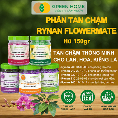 Phân Bón Thông Minh Rynan GreenHome, Hũ 150gr, Giải Pháp Dinh Dưỡng Tan Chậm Cho Lan Và Cây Cảnh