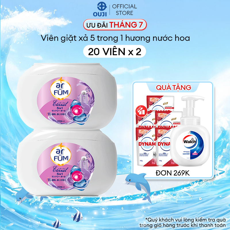 Combo 2 Hộp 20 Viên giặt xả arFum 5 trong 1 MỚI lưu hương lâu 16 tuần, khử khuẩn 99%
