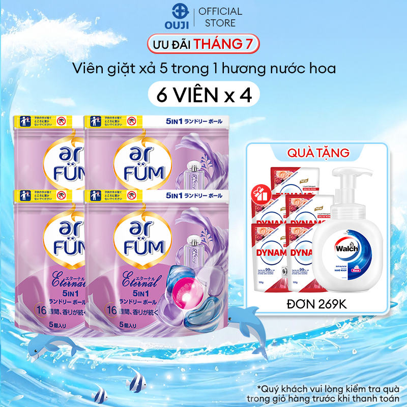 Combo 4 Túi Viên giặt xả arFum 5 trong 1 MỚI lưu hương lâu 16 tuần - 6 Viên/ Túi