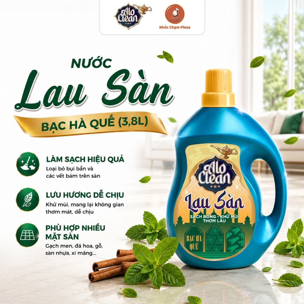 Nước Lau Sàn ALO CLEAN Bạc Hà & Quế | 3.8L