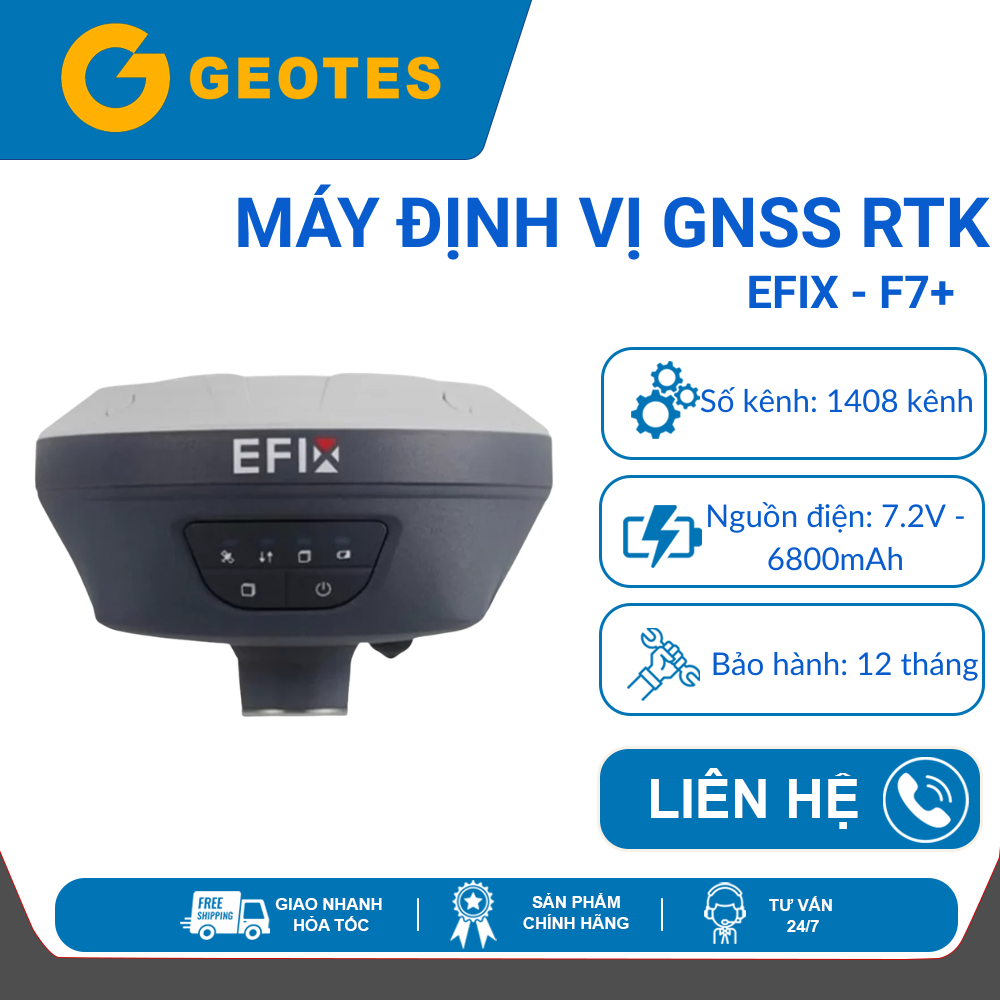 Máy GNSS RTK EFIX F7+ - Bù nghiêng 60°, độ chính xác cao