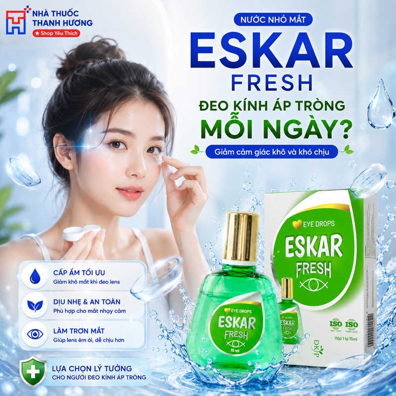 Dung dịch nhỏ mắt Eskar Fresh chuyên cấp ẩm cho đeo lens,kính áp tròng siêu the mát  DKPHARMA