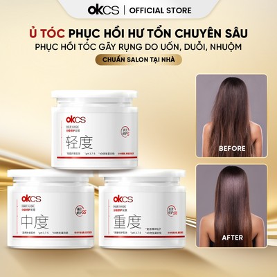 Kem ủ tóc OKCS phục hồi chuyên sâu 3 cấp độ cho tóc hư tổn giúp tóc chắc khỏe, mềm mượt chuẩn Salon 500g