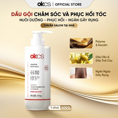 Dầu Gội OKCS phục hồi tóc hư tổn- giảm khô xơ, ngăn gãy rụng, dưỡng tóc mềm mượt chuẩn Salon 500g