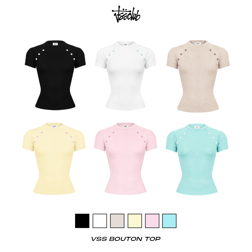 Áo Thun Ôm Body Nữ VSS Vải Cotton Co Giãn Thoáng Mát Mềm Mại Đính Nút Chiết Eo - ATN01