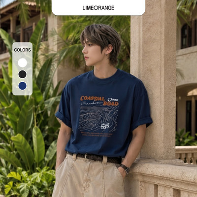 Áo Thun Nam Oversize Graphic Coastal Road LIMEORANGE - LM26101105