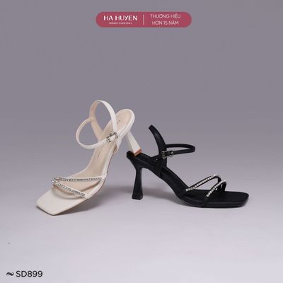 Sandal cao gót, xăng đan nữ HÀ HUYỀN quai đá gót nhọn 7,5cm - SD899