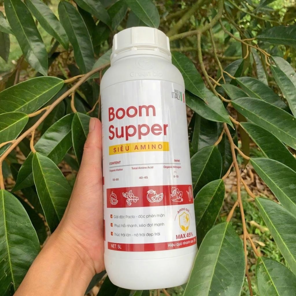 Phân bón Siêu Amino Boom Supper (1 lít) nhập khẩu ITALY, 60% hữu cơ,45% Amino Acid, phục hồi sau thu