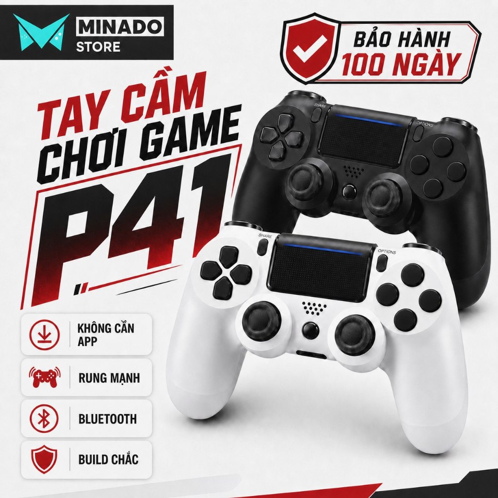 Tay cầm không dây P41 bluetooth pin siêu lâu,Tay cầm chơi game fifa online 4 cho pc laptop