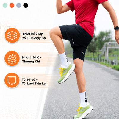 Quần RUNNING, Quần Short Nam Livan 2 Lớp Siêu Thoáng, Nhanh Khô, Có Túi Tiện Lợi – Lý Tưởng Cho Chạy Bộ & Tập Gym