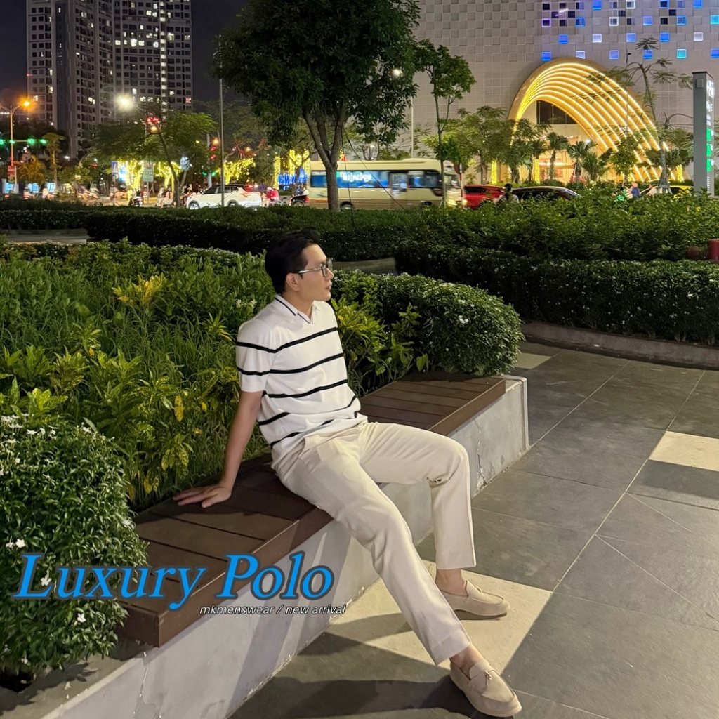 Polo Len QC 4212 Cổ V Kẻ Ngang Nhỏ