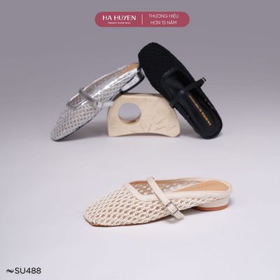 Sục lưới nữ HÀ HUYỀN mũi vuông quai quang gót tròn 2cm - SU488