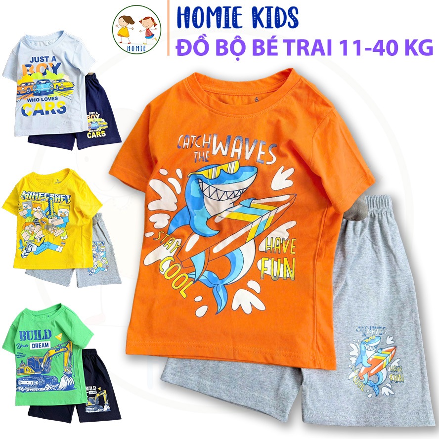 Bộ quần áo bé trai size đại 11-40 kg set đồ bộ thun cotton trẻ em mặc mát in game khủng long capybar