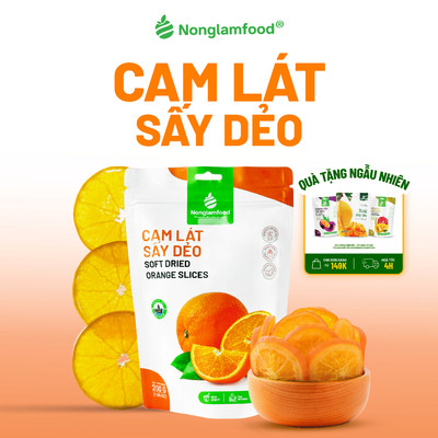 Cam Sấy Dẻo NONGLAMFOOD Hàng Chuẩn Xuất Khẩu Loại 1, Trái Cây Sấy Đồ Ăn Vặt Lành Mạnh Túi 200g