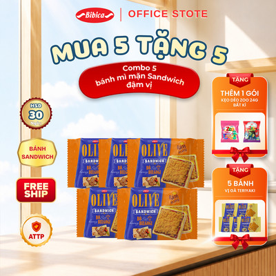 (Mua 5 TẶNG 5) Bánh Ăn Sáng Bibica - Bánh mì Sandwich Vị Bò sốt bulgogi/Cá hồi tiêu/Gà Terayaki 56g(Date mới)