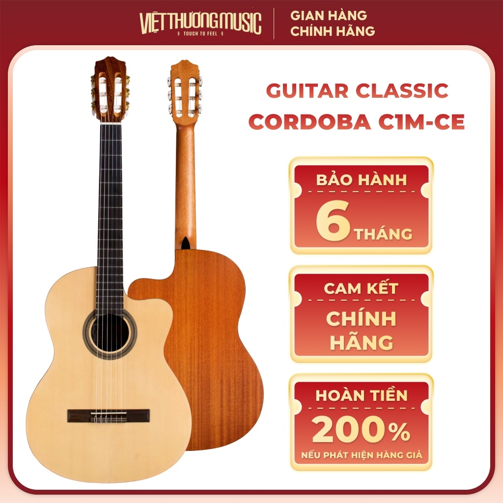 Đàn Guitar Classic CORDOBA C1M CE (C1M-CE) Gỗ Vân Sam Âm Thanh Ấm, EQ Fishman