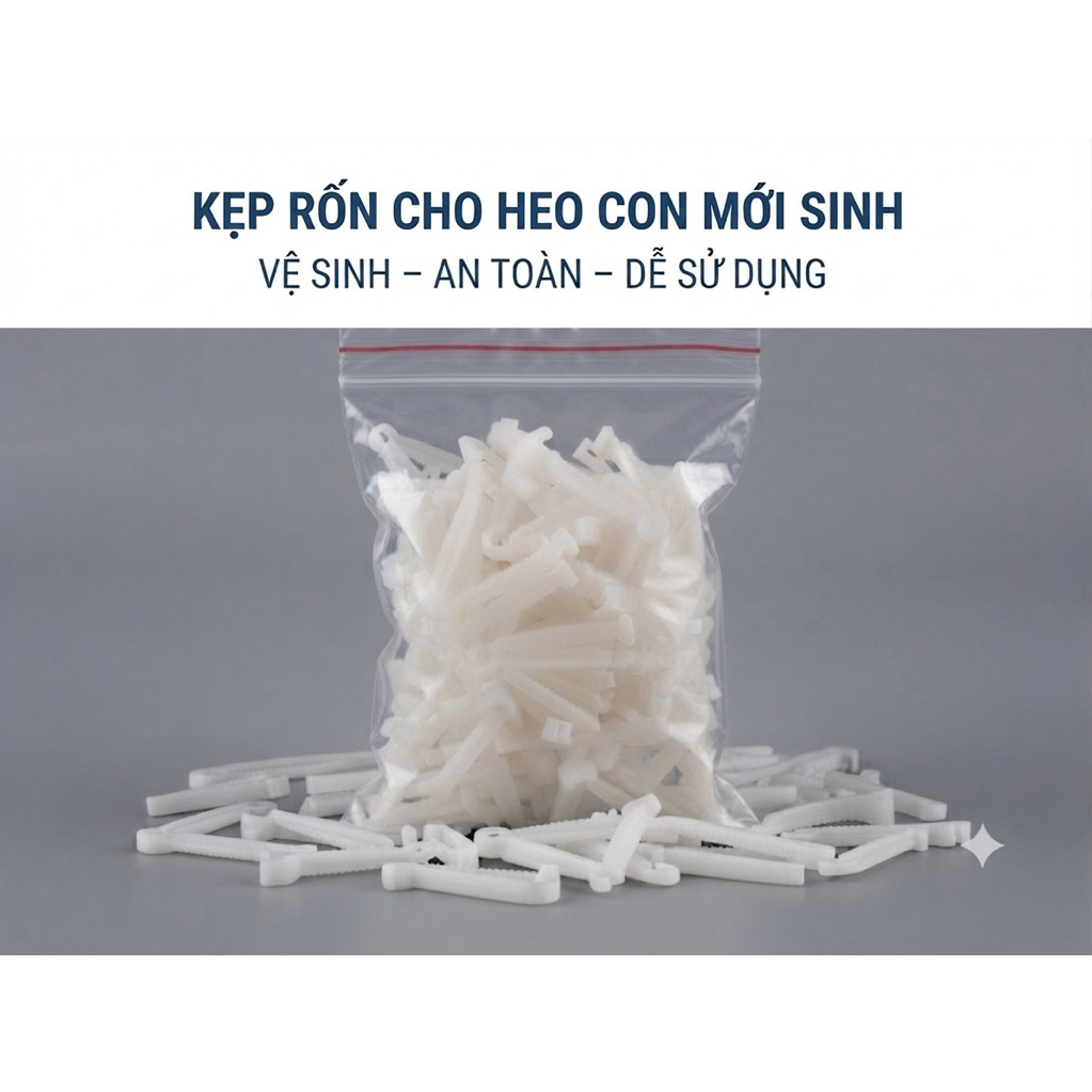 Combo 100 Cái Kẹp Rốn Heo Con - Thiết Kế Chắc Chắn, Dùng Một Lần, Tiết Kiệm Chi Phí