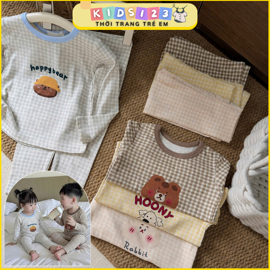Bộ quần áo dài tay cho bé trai/bé gái tone pastel 5 màu mềm mịn thấm mồ hôi tag H2.studio