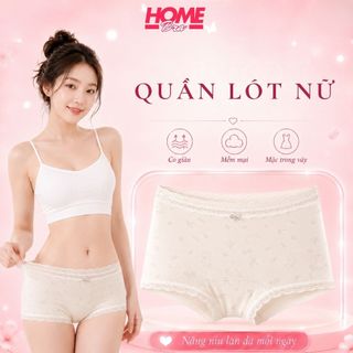 Quần lót nữ cotton dáng boxer cao cấp cạp vừa tôn dáng SEXY phối ren xinh xắn họa tiết cô điển L5272