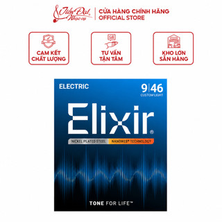 Bộ Dây Đàn Guitar Điện Elixir 12027 09/46, NANOWEB, Custom Light