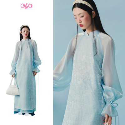 Áo dài OLV tay bồng thắt nơ trẻ trung Tố Dung phù hợp đi chơi lễ tết (Không kèm quần)