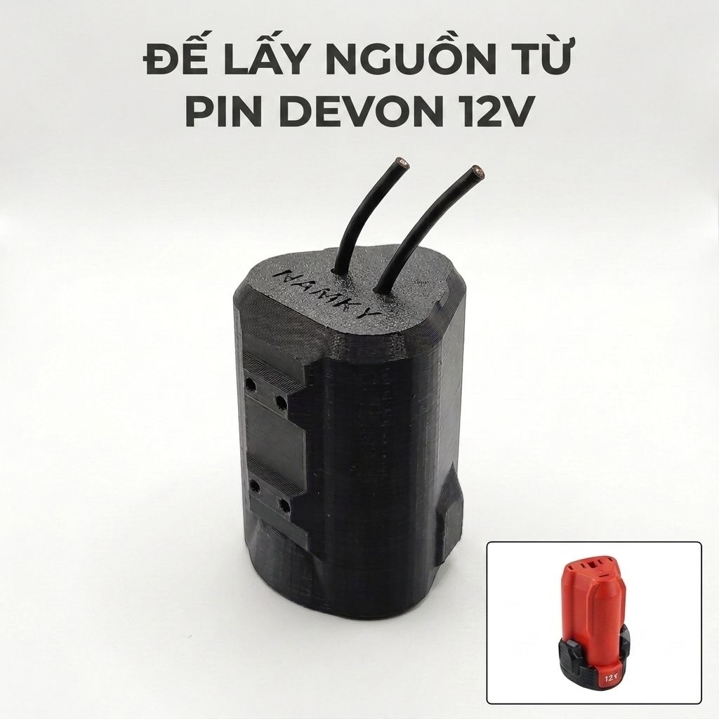 Đế lấy nguồn ra từ pin 12V Devon