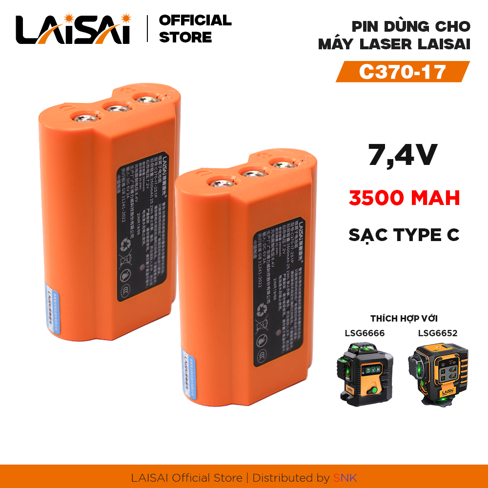 Pin dùng cho Máy cân bằng Laser LAISAI LSG6652 / LSG6666 - Lithium-ion 3500mAh 7.4V Model LS3181-3.5