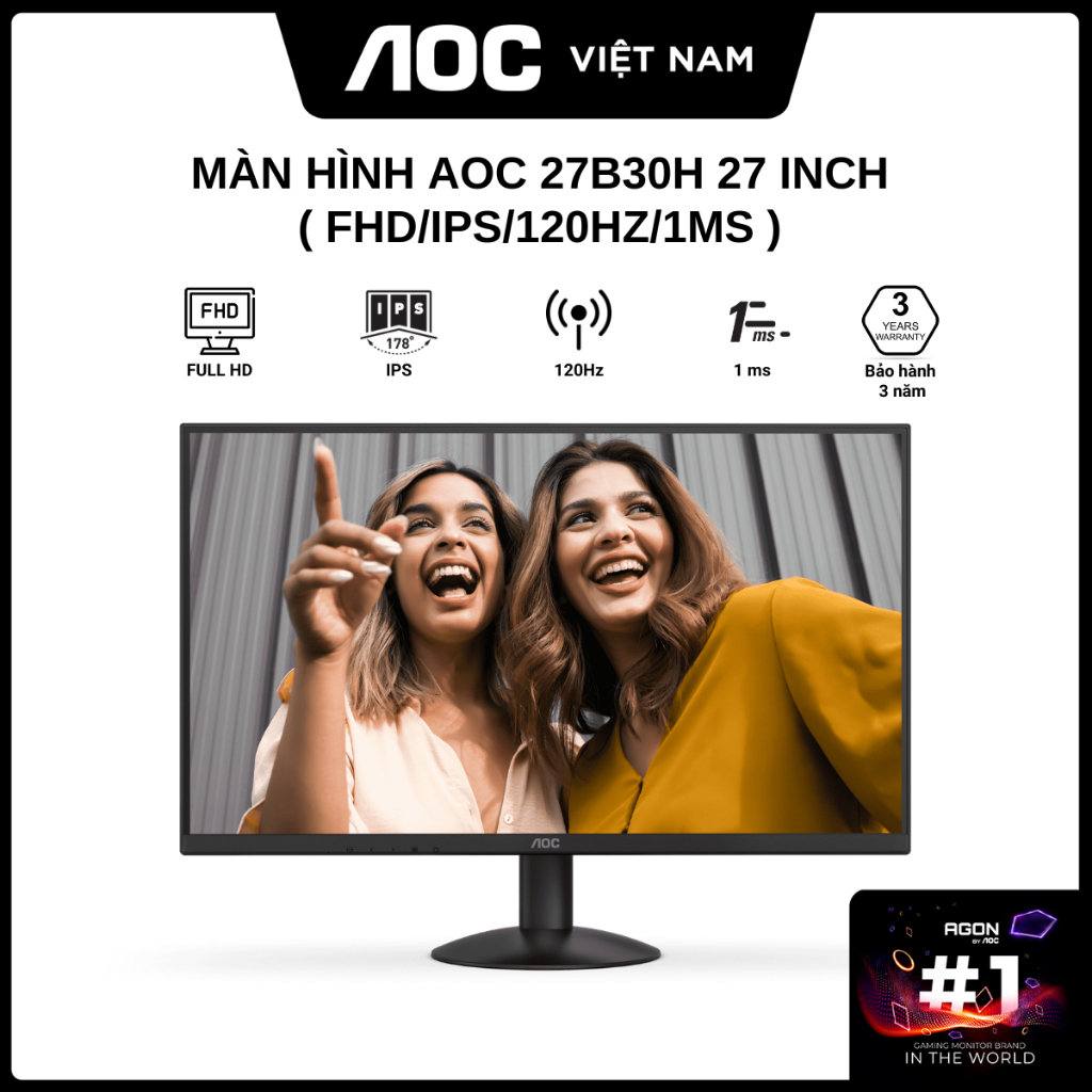 Màn Hình AOC 27B30H 27 inch ( FHD/IPS/120Hz/1ms ) - Hàng Chính Hãng