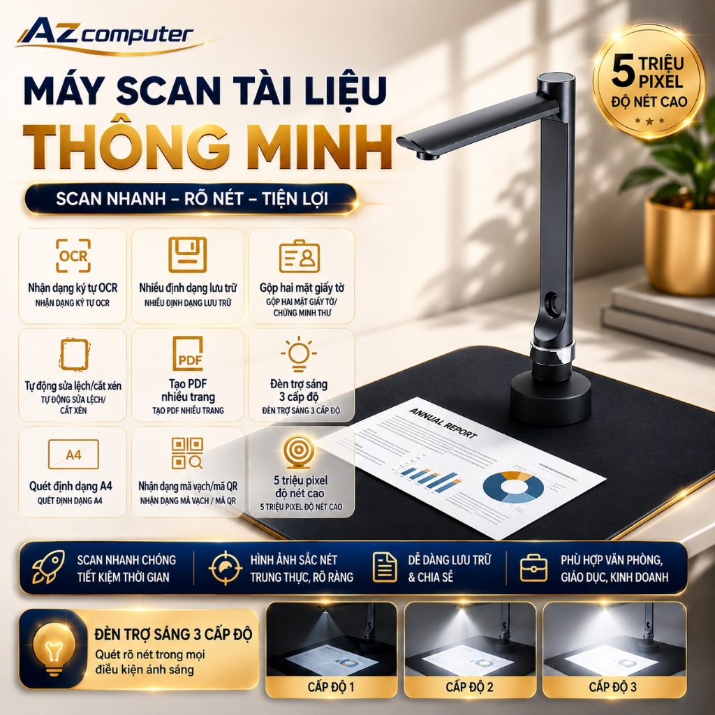 Máy Scan Màu JS500 Độ Phân Giải Cao 10 Megapixels - Máy Quét Tài Liệu A4/A5/A6/A7 Tốc Độ Cao