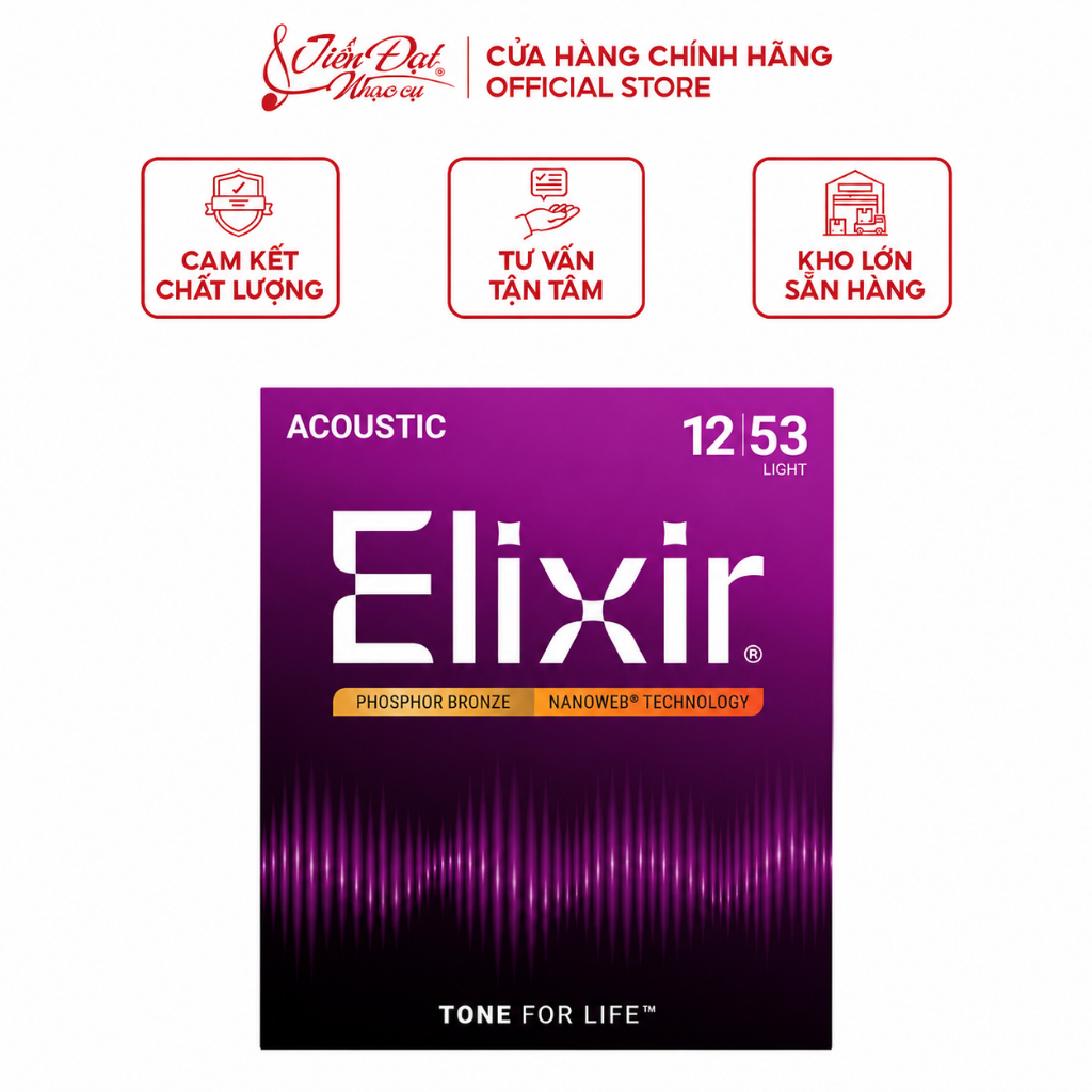 Chính Hãng Bộ Dây Đàn Guitar Acoustic ELIXR 10-16002, ELIXIR 11-16027, ELIXIR 12-16052