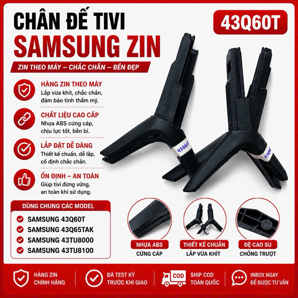Cặp chân Tivi Samsung 43Q60TAK, 43Q65TAK, 43TU8000, 43TU8100