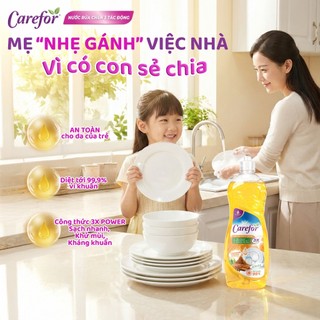 Nước Rửa Chén Bát Carefor 800ml Đậm Đặc Đánh Bay Mọi Vết Bẩn Không Mùi, Tinh Chất Quế, Kiwi