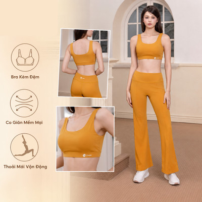 Set Đồ Tập Nữ Livan LV25N01F515 – Áo Bra Đệm Êm, Quần Co Giãn, Mặc Yoga Gym Đều Đẹp