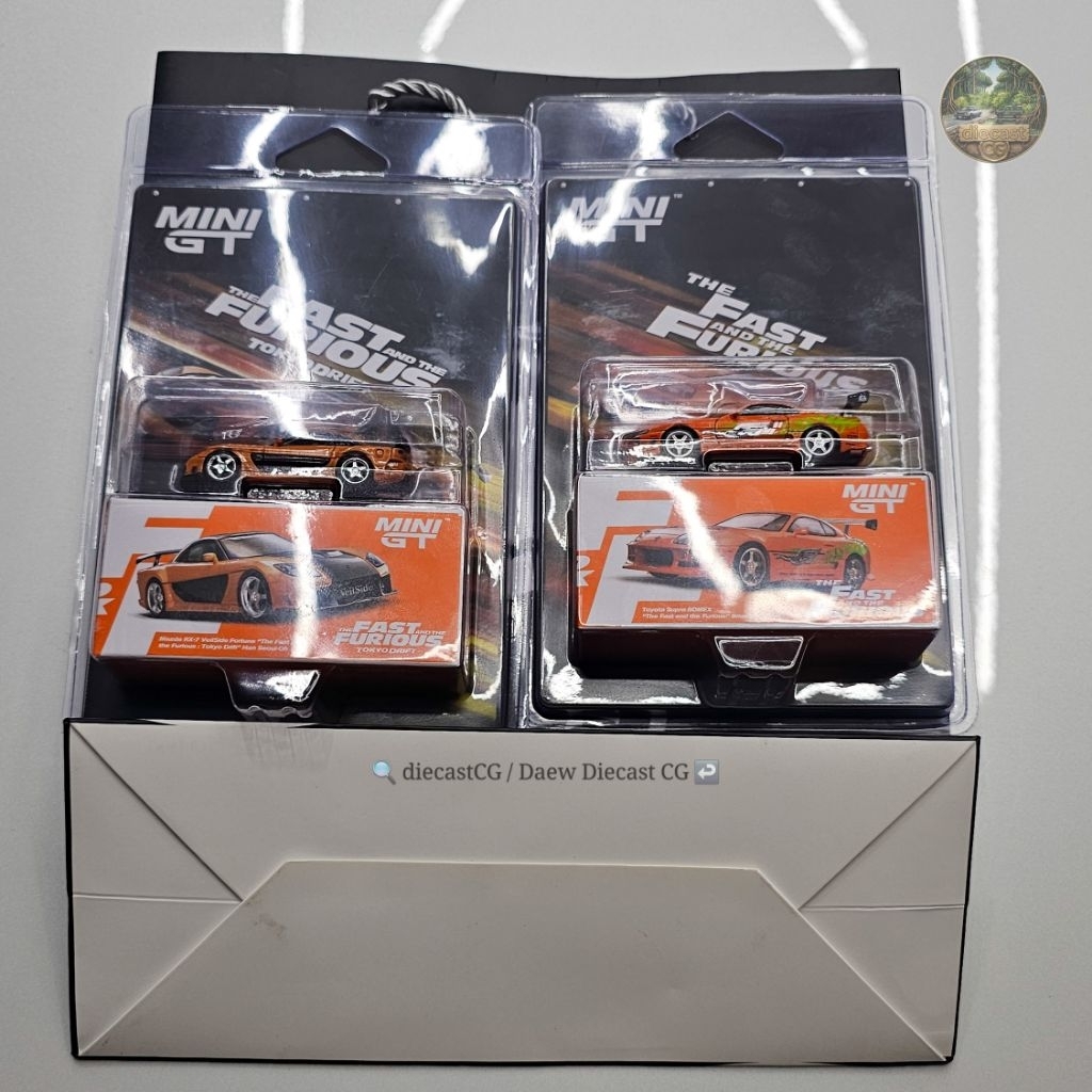 [DUY NHẤT 1 SET] Bộ Đôi Mini GT Fast & Furious: Mazda RX-7 Veilside & Toyota Supra MK4 + Túi Chính H