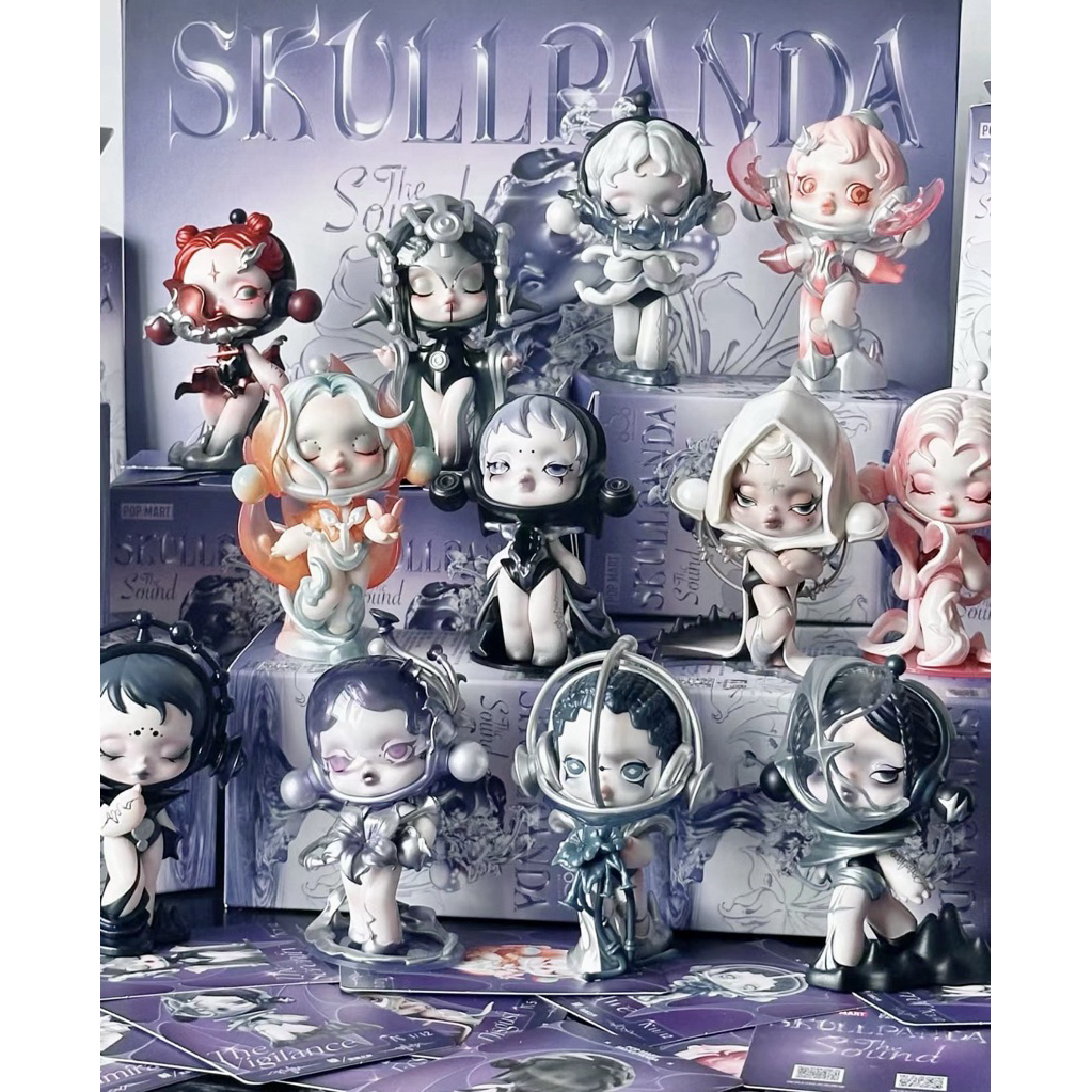 MT63- Mô hình decor fullset 12+1 secret blindbox POPMART SKULL PANDA THE SOUND SERIES