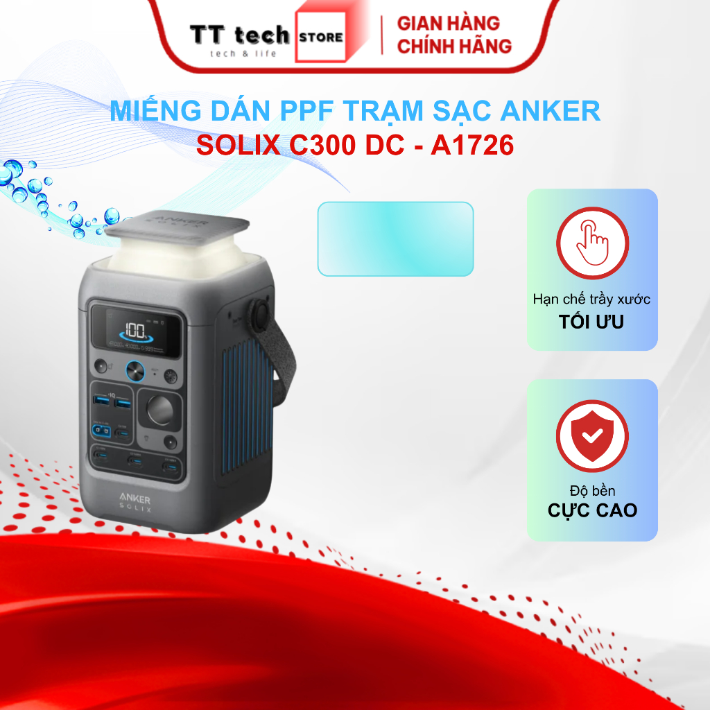 Miếng dán PPF cho Trạm sạc di động Anker Solix C300 DC hạn chế trầy xước, bảo vệ tối ưu cho thiết bị