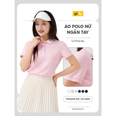 Áo Polo Nữ YODY Ngắn Tay Mắt Chim Cổ Phối Bo Co Giãn Thông Thoáng WCPO26A052