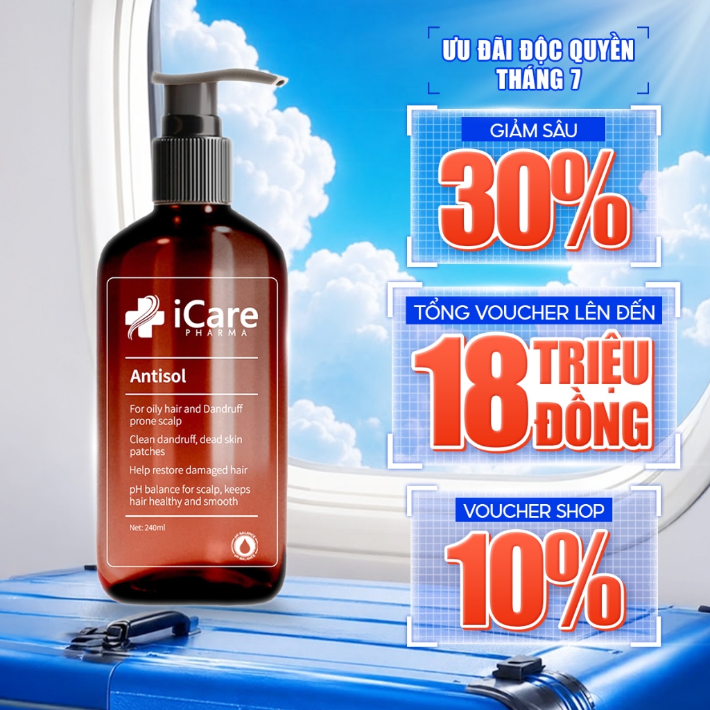 Dầu Gội Sạch Gàu Antisol iCare Pharma 240ml | Sạch Gàu Thông Thoáng – Giúp Hạn Chế Nhờn Bết – Dịu Nh
