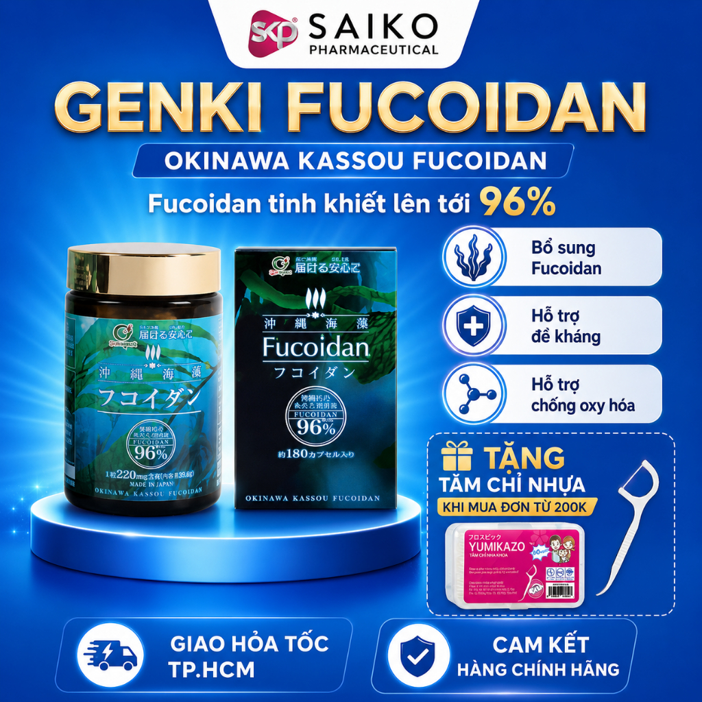 [Chính Hãng] Viên Uống Tăng Đề Kháng Fucoidan Okinawa Kassou GENKI FAMI Giúp Bảo Vệ Sức Khỏe Hộp 150