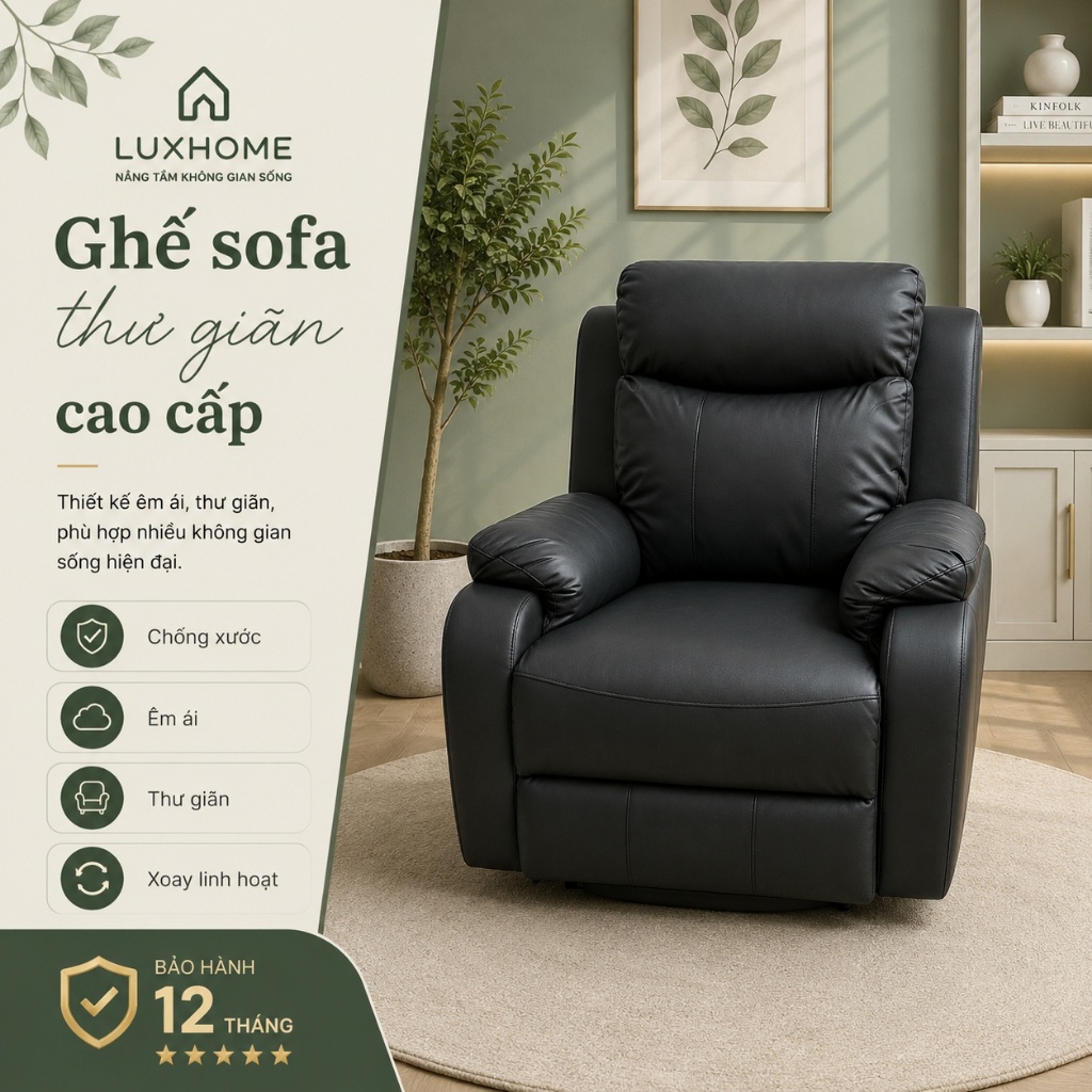Ghế sofa đơn thư giãn, ghế sofa lười phòng khách ngồi giải trí đọc sách coi phim ngả lưngM227