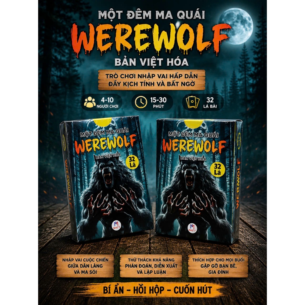 Bộ bài ma sói - 32 lá - WEREWOLF - Boardgame SG
