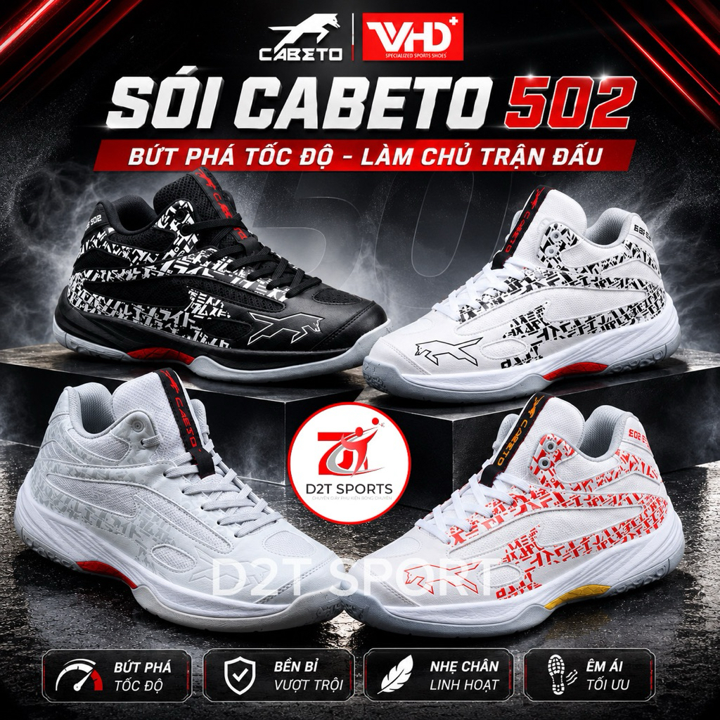 CaBeTo 502 - Giày Thể Thao VHD CABETO 502 Chuyên Cày Sân Bê Tông.  Dành Cho Bóng Chuyền , Cầu Lông ,