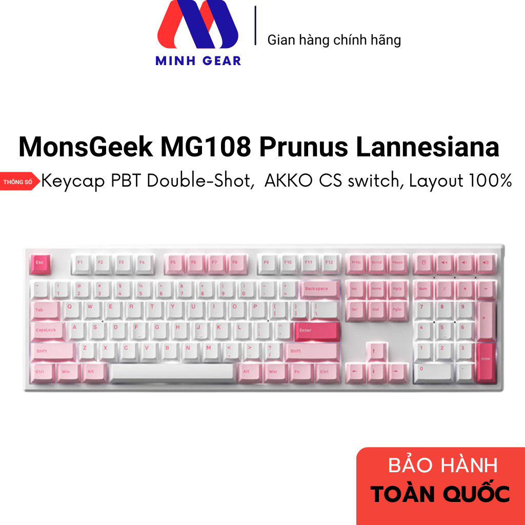 Bàn Phím Cơ MonsGeek MG108 Prunus Lannesiana (White LED / AKKO cs switch)