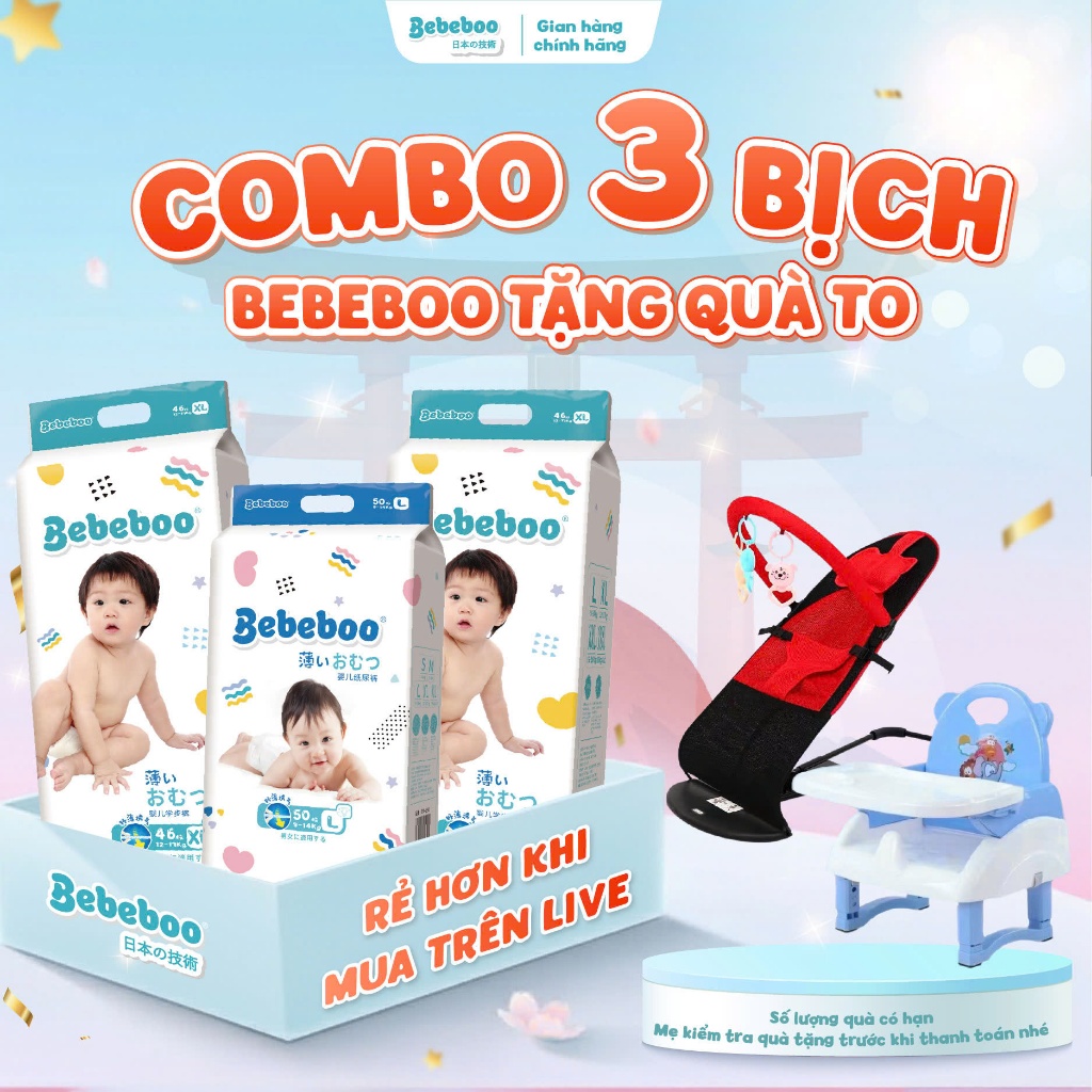 [Deal Xịn] Combo 3 Bịch Tã Bỉm Sơ Sinh Bebeboo Nhật Bản Mềm Mỏng, Thấm Hút Tốt