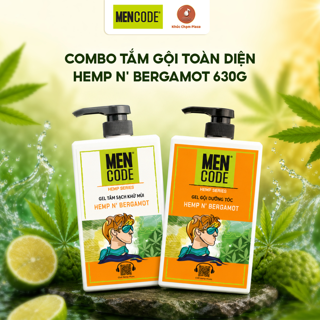 Combo Nam giới MENCODE: Combo tắm gội toàn diện HEMP N' BERGAMOT 630G |40000235 - 40000238|