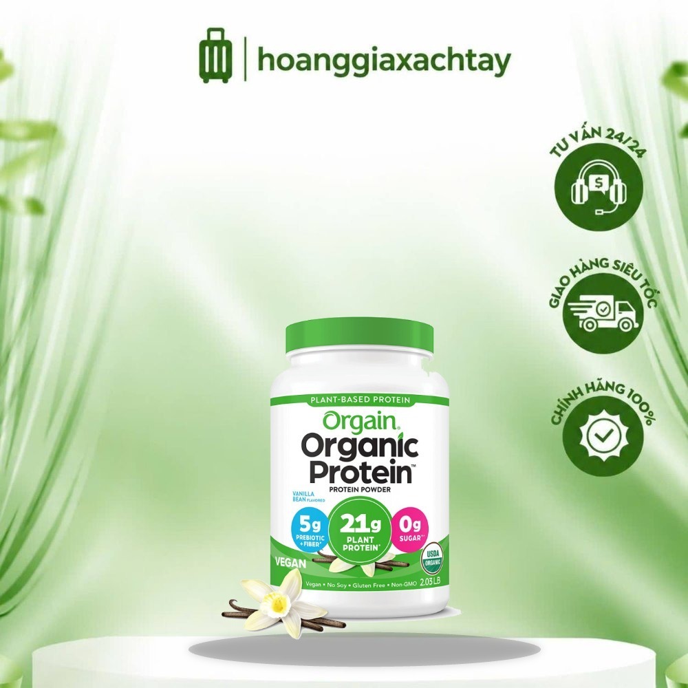 [Hoả Tốc HCM] Bột Orgain Organic Protein vị VANI 920 gr (<1 gr đường) - Chính hãng nhập Mỹ