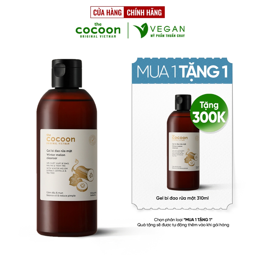 BIGSIZE Gel bí đao rửa mặt cocoon 310ml thuần chay - VEGAN mỹ phẩm thuần chay
