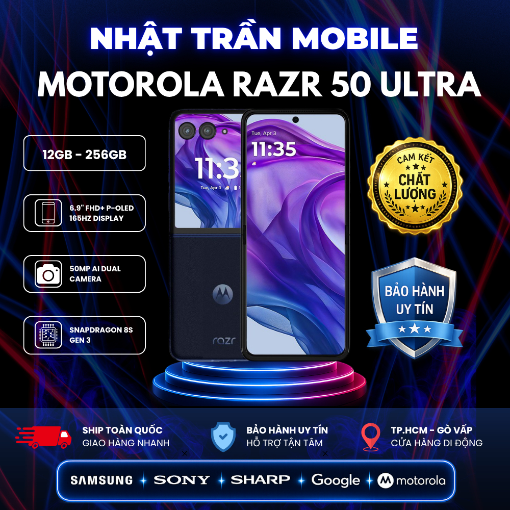 Điện Thoại Motorola Razr 50 Ultra (12GB - 256G) Chip Snapdragon 8s gen 3, Pin 4000 mAh
