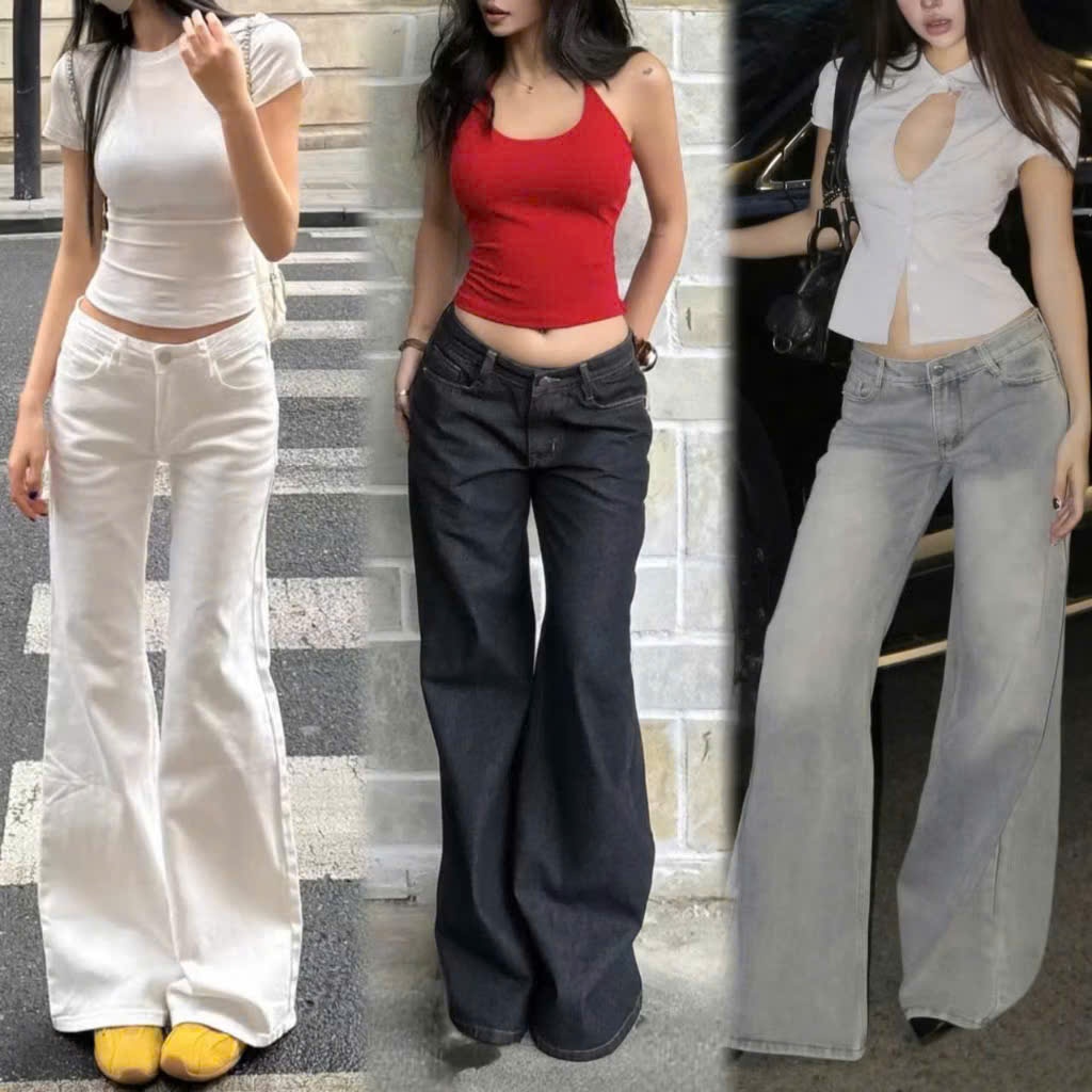Quần Jean Bò Ống Suông Rộng Xuông Nữ CANA MS13 Jeans Cạp Cao Phong Cách